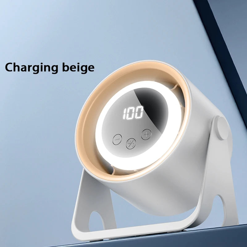 Portable Bladeless Desk Fan — USB Rechargeable, Whisper-Quiet with Ambient Light