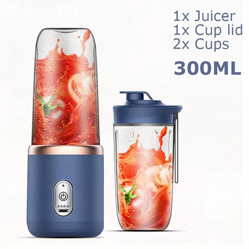 WXCOO Juicer Cup Set Automatic Smoothie Blender with 6 Blades Mixer Machine Portable Orange Fruit Squeezer Lemon Travel Mixer