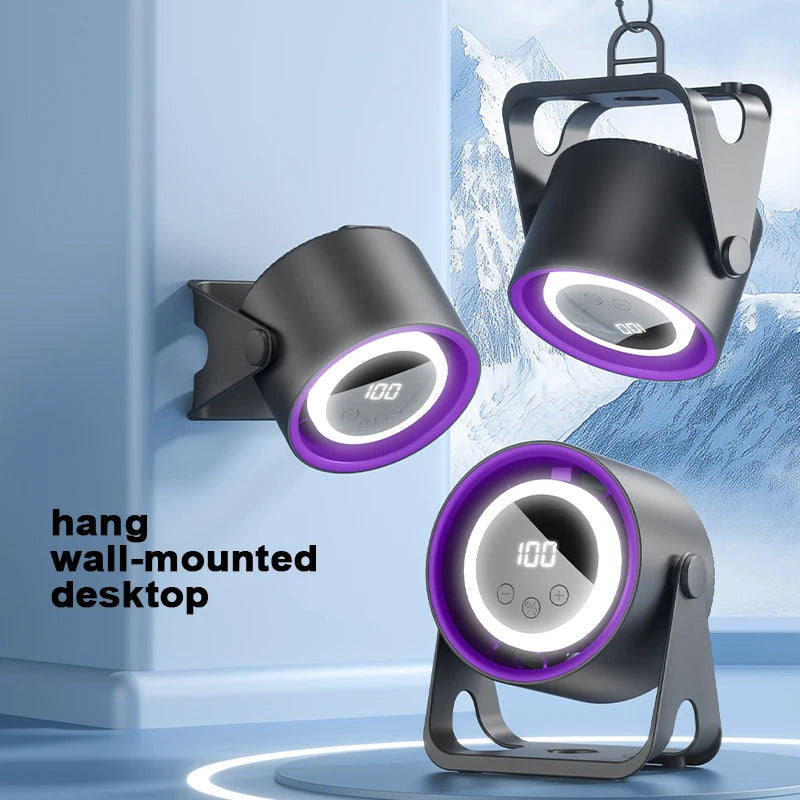 Portable Bladeless Desk Fan — USB Rechargeable, Whisper-Quiet with Ambient Light