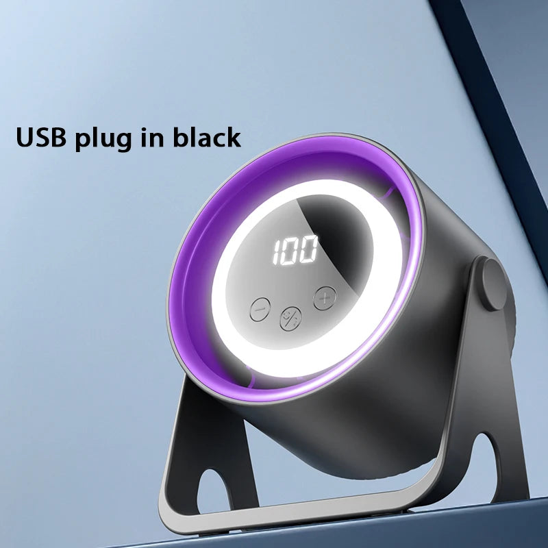 Portable Bladeless Desk Fan — USB Rechargeable, Whisper-Quiet with Ambient Light