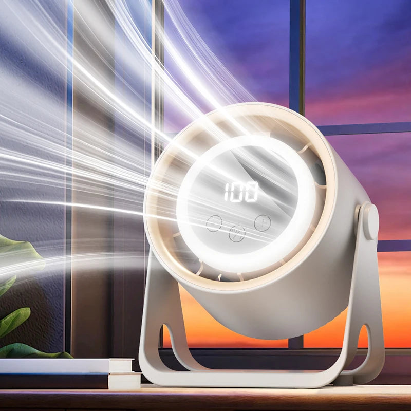 Portable Bladeless Desk Fan — USB Rechargeable, Whisper-Quiet with Ambient Light