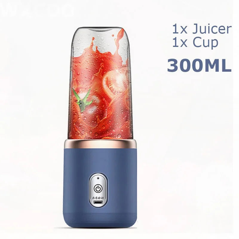WXCOO Juicer Cup Set Automatic Smoothie Blender with 6 Blades Mixer Machine Portable Orange Fruit Squeezer Lemon Travel Mixer