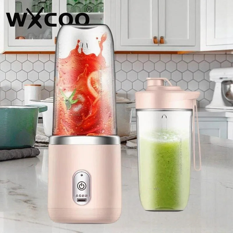 WXCOO Juicer Cup Set Automatic Smoothie Blender with 6 Blades Mixer Machine Portable Orange Fruit Squeezer Lemon Travel Mixer