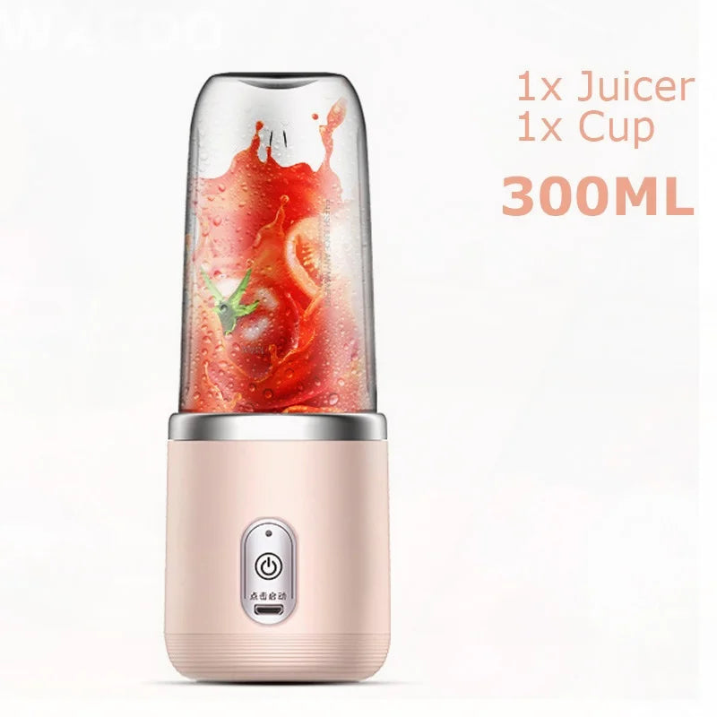 WXCOO Juicer Cup Set Automatic Smoothie Blender with 6 Blades Mixer Machine Portable Orange Fruit Squeezer Lemon Travel Mixer