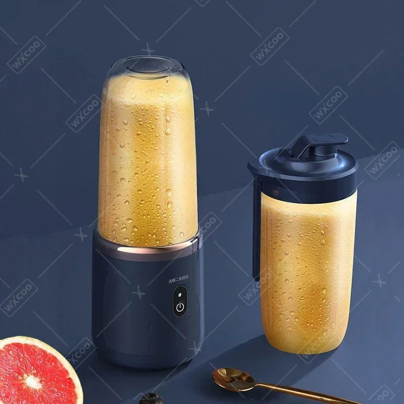 WXCOO Juicer Cup Set Automatic Smoothie Blender with 6 Blades Mixer Machine Portable Orange Fruit Squeezer Lemon Travel Mixer