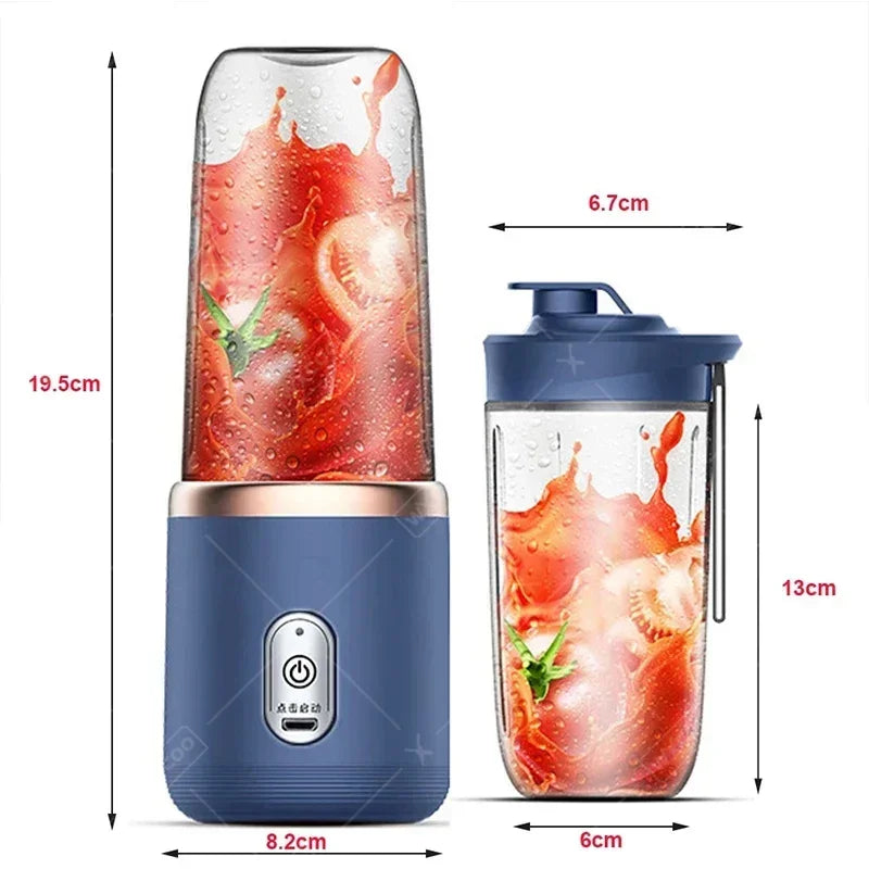WXCOO Juicer Cup Set Automatic Smoothie Blender with 6 Blades Mixer Machine Portable Orange Fruit Squeezer Lemon Travel Mixer