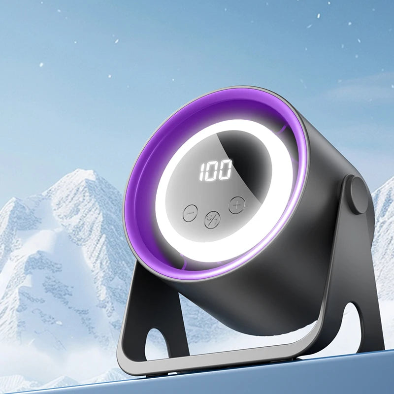 Portable Bladeless Desk Fan — USB Rechargeable, Whisper-Quiet with Ambient Light